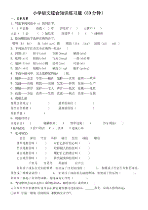 小学语文综合知识练习题.doc