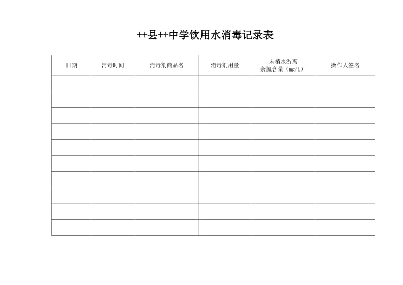 学校饮用水消毒记录表.doc_第1页