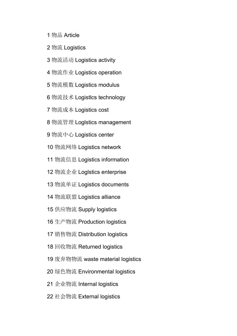 物流专业术语中英文对照.doc_第1页