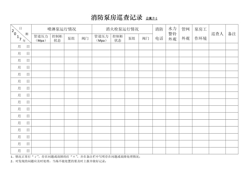 消防泵房巡查记录.doc_第1页