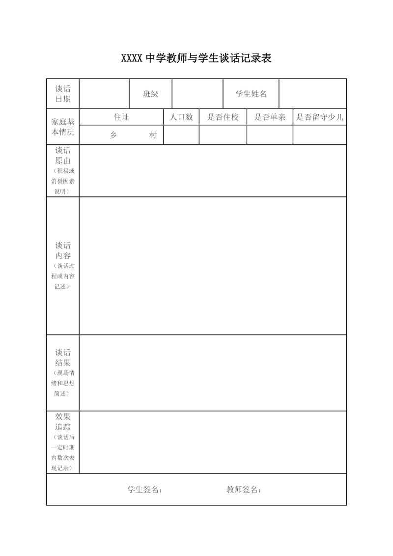 学校教师与学生谈话记录表.doc_第1页