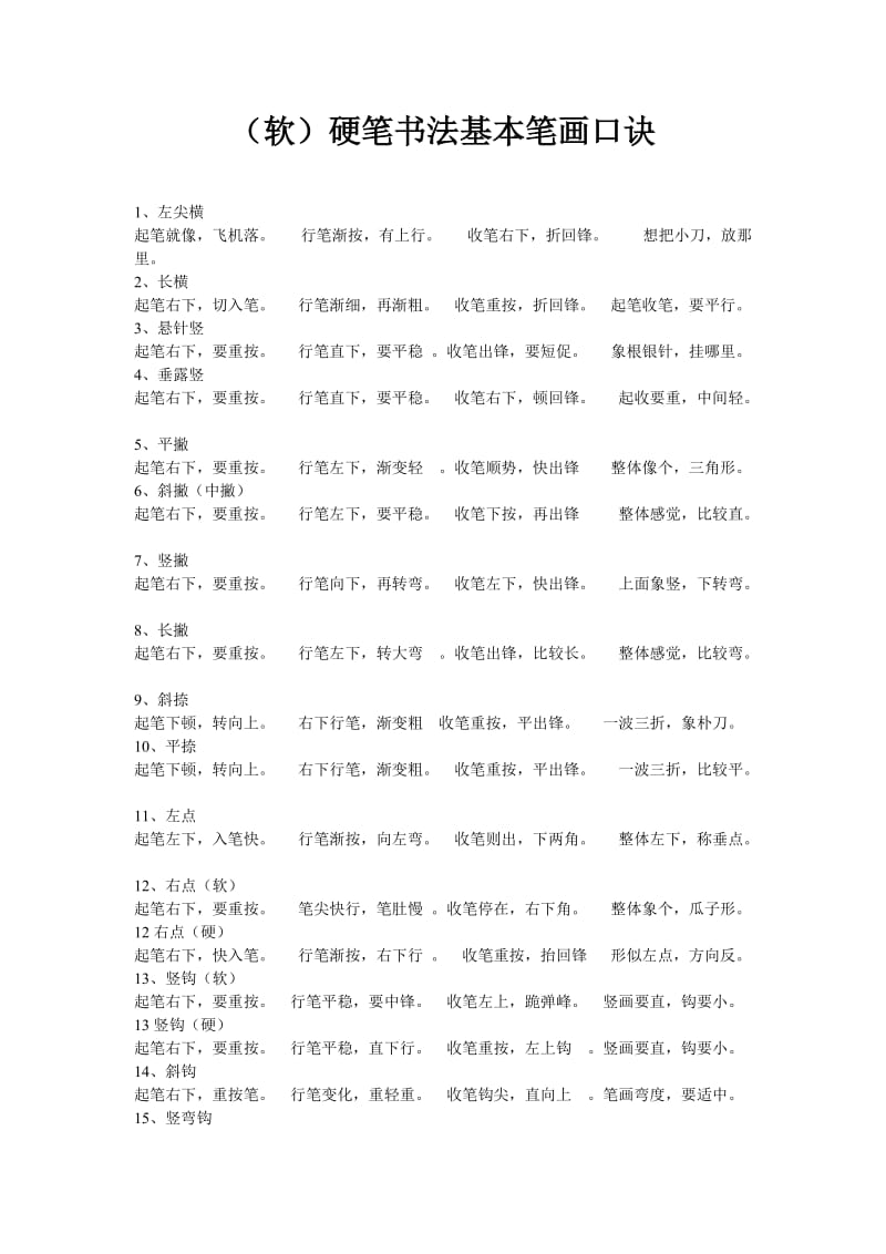 硬笔书法基本笔画口诀.doc_第1页