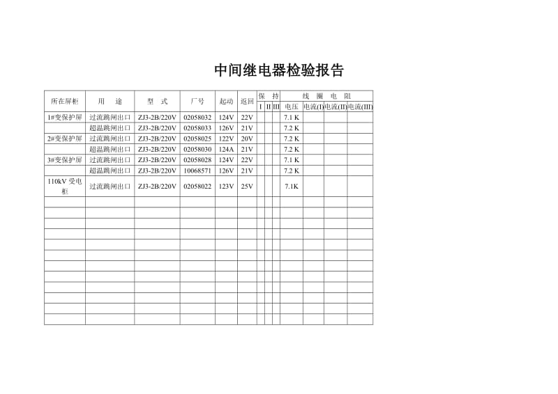 中间继电器检验报告.doc_第1页