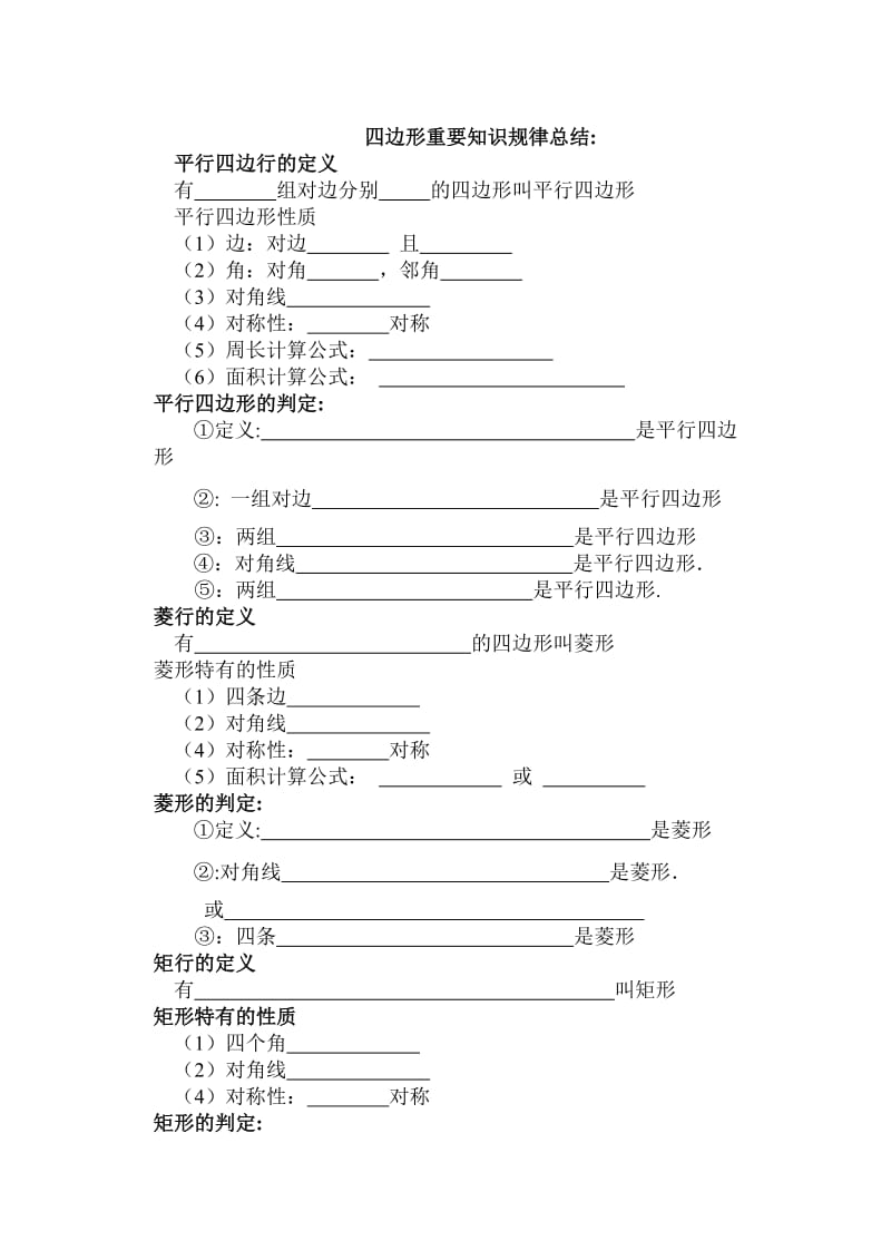 四边形重要知识规律总结.doc_第1页