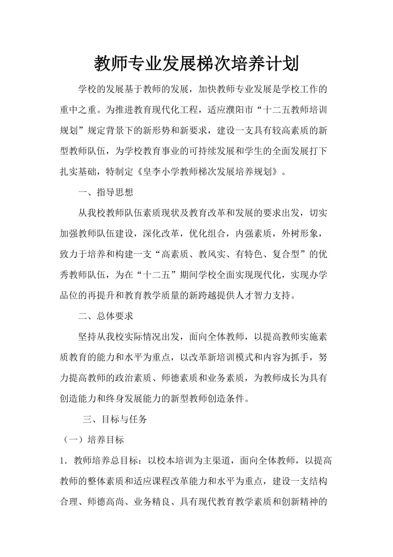 教师专业发展梯次培养计划.doc_第1页