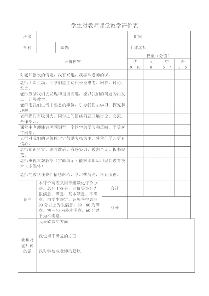 学生对老师的打分表.doc_第1页