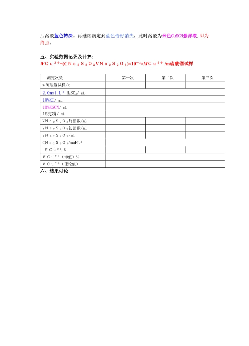 硫酸铜中铜含量测定 实验报告.doc_第2页