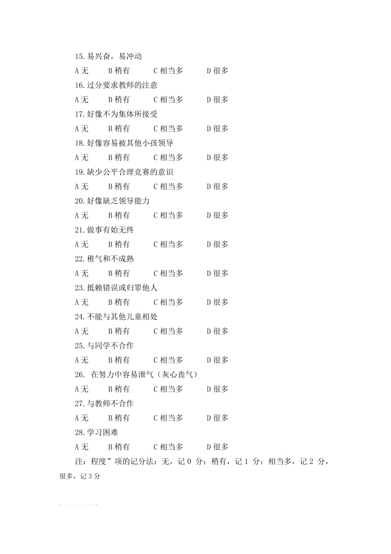 Conners氏儿童行为问卷(教师用量表).doc_第2页