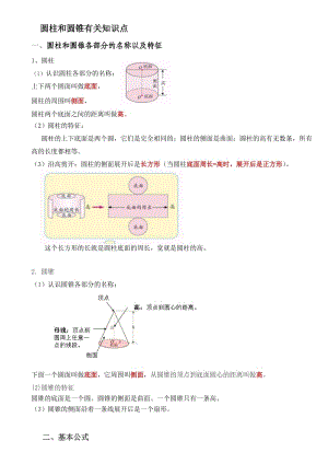 圆柱和圆锥有关知识点总结.doc