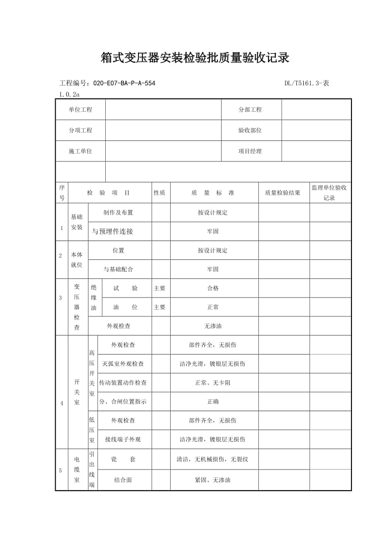 箱式变压器安装检验批质量验收记录.doc_第1页