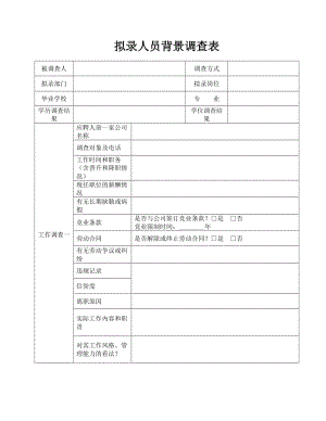 拟录人员背景调查表.doc