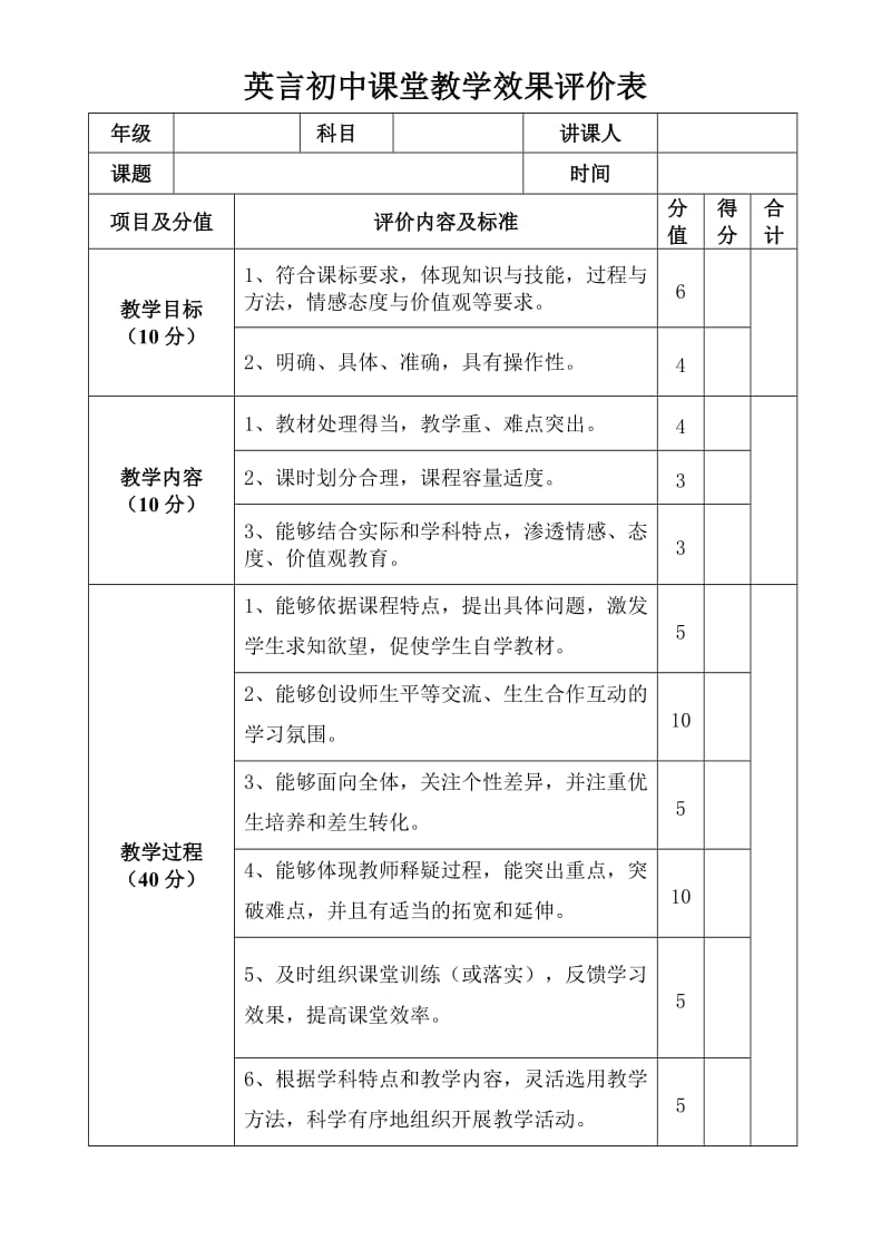 课堂教学效果评价表.doc_第1页