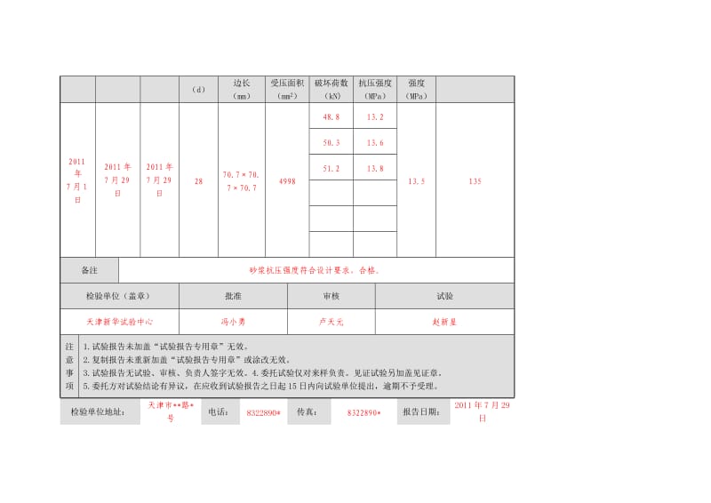 砂浆抗压强度试验报告及说明.doc_第2页