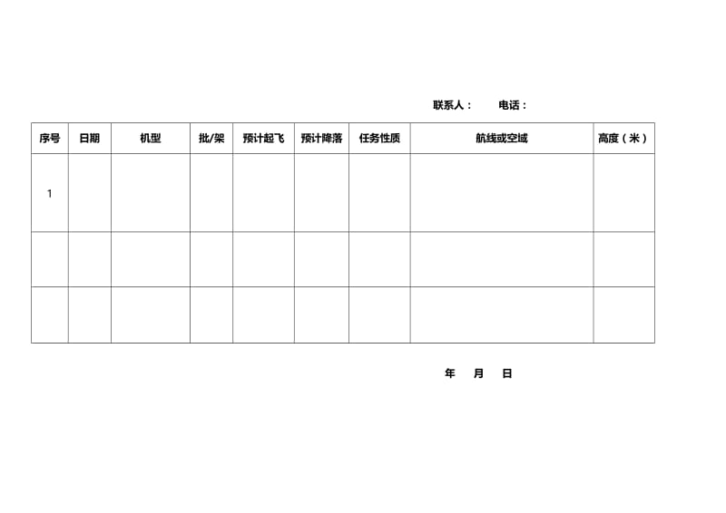 无人机飞行计划申请表.doc_第1页