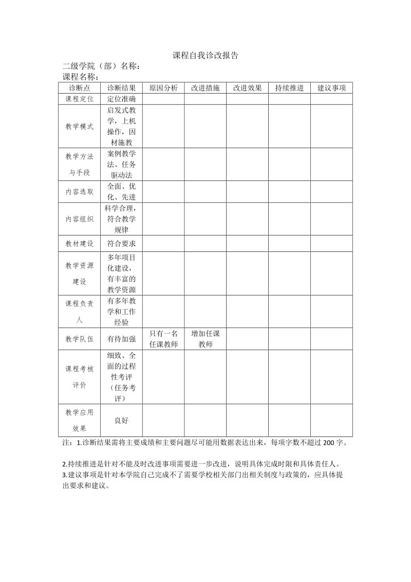 课程自我诊改报告.doc_第1页