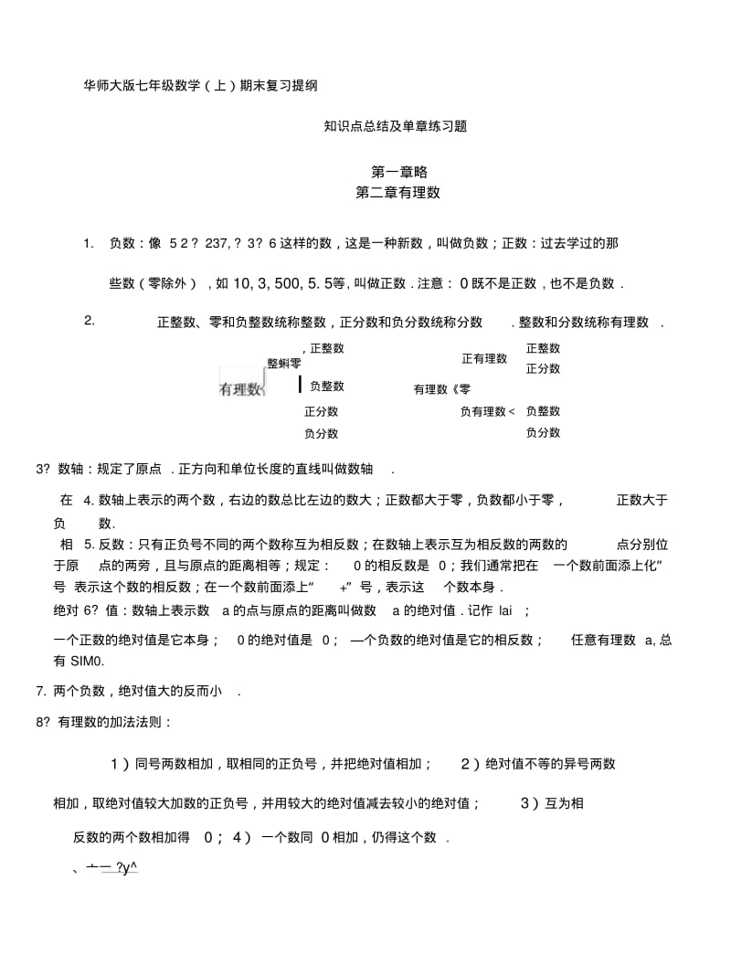 [小学]华师大版初一年级数学(上)期末复习知识点总结及章节训练试题.docx.pdf_第1页