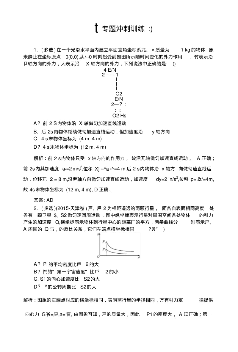 《状元桥》高三物理二轮复习训练：训练二习题.doc.pdf_第1页