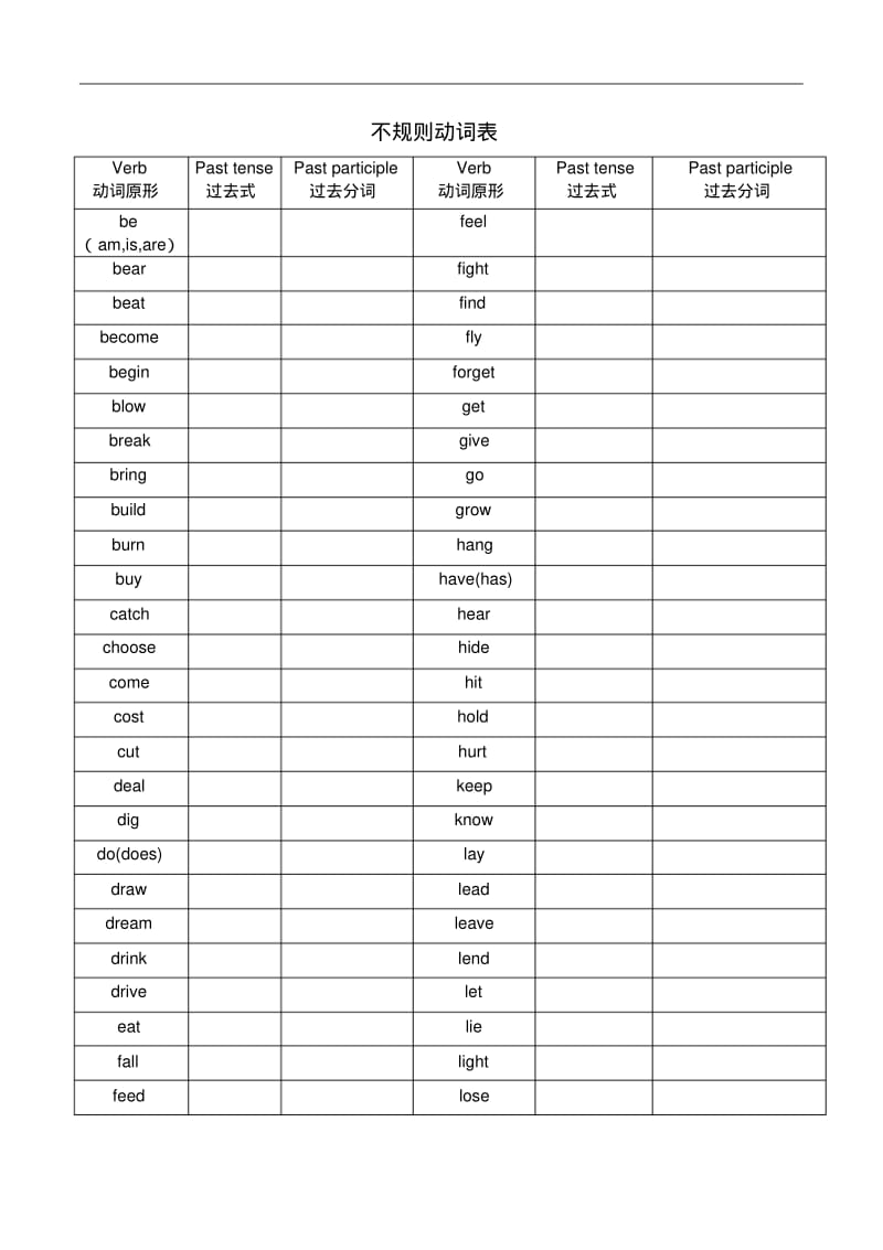 九年级不规则动词表默写版.pdf_第1页