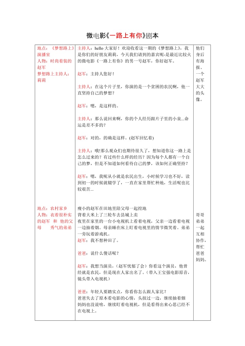 微电影剧本一路上有你.doc_第1页