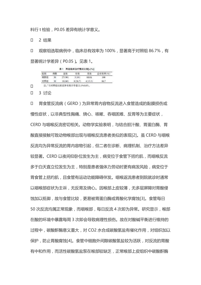 雷贝拉唑联合莫沙必利治疗咽喉反流30例的临床疗效分析.doc_第3页