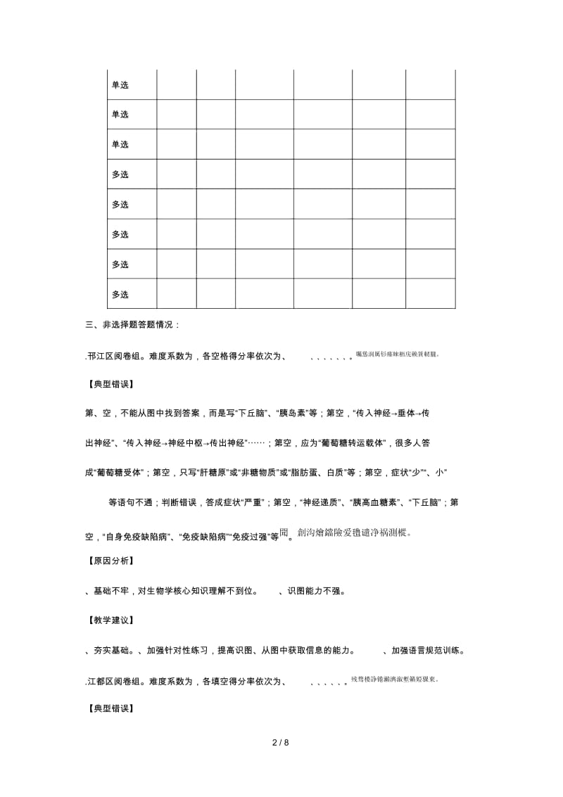 高二生物选修期末调研测试阅卷分析.docx_第2页