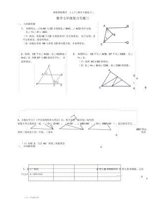 新浙教版数学(七下)期末专题复习三.docx