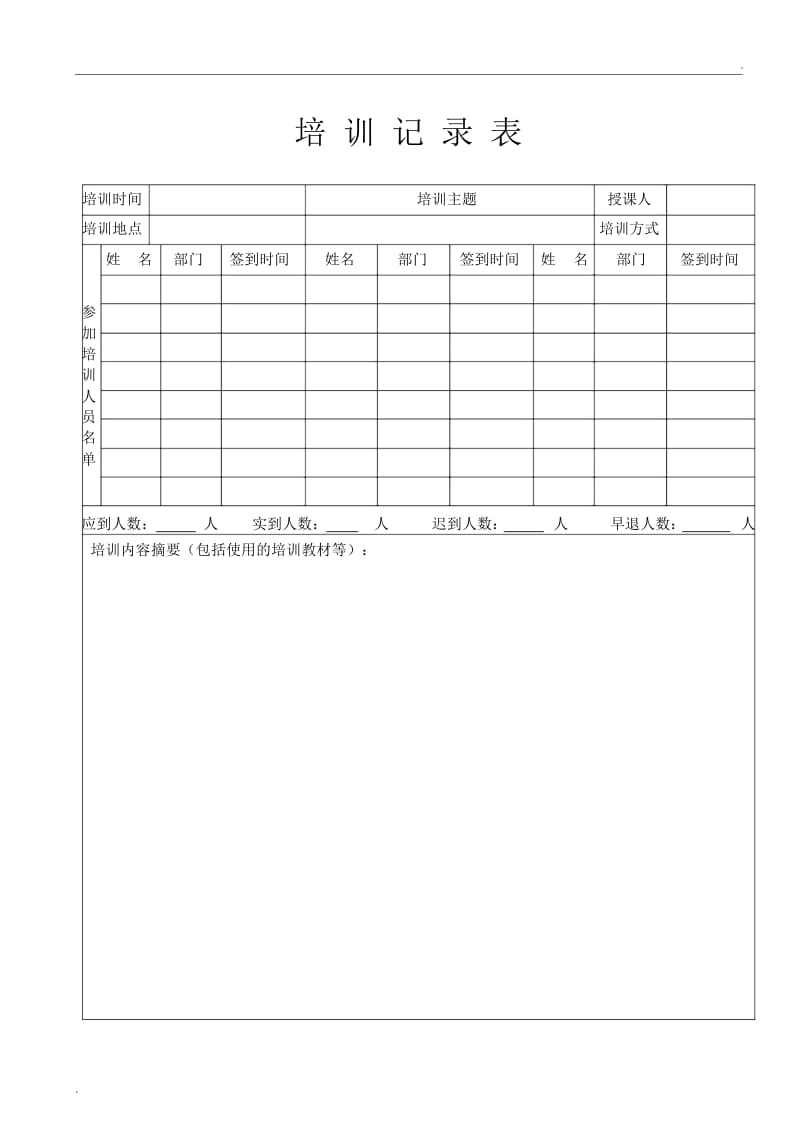 培训记录表(6).docx_第1页