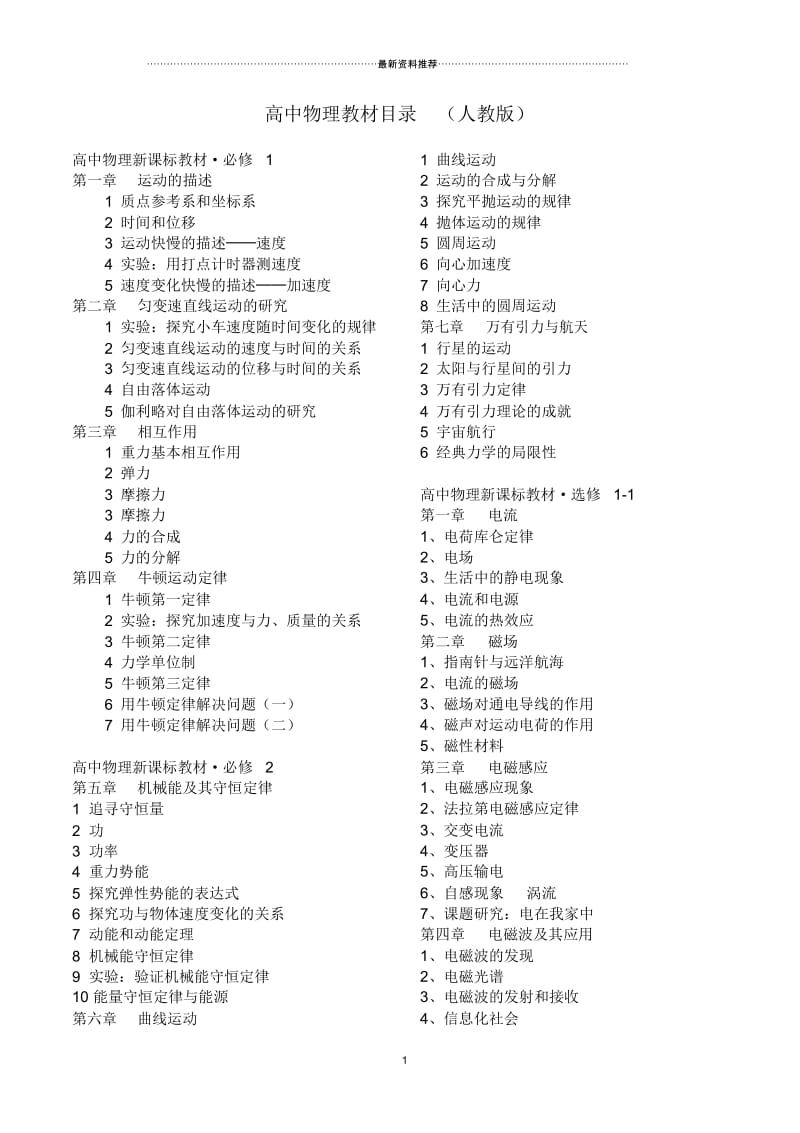 高中物理教材目录(人教版).docx_第1页