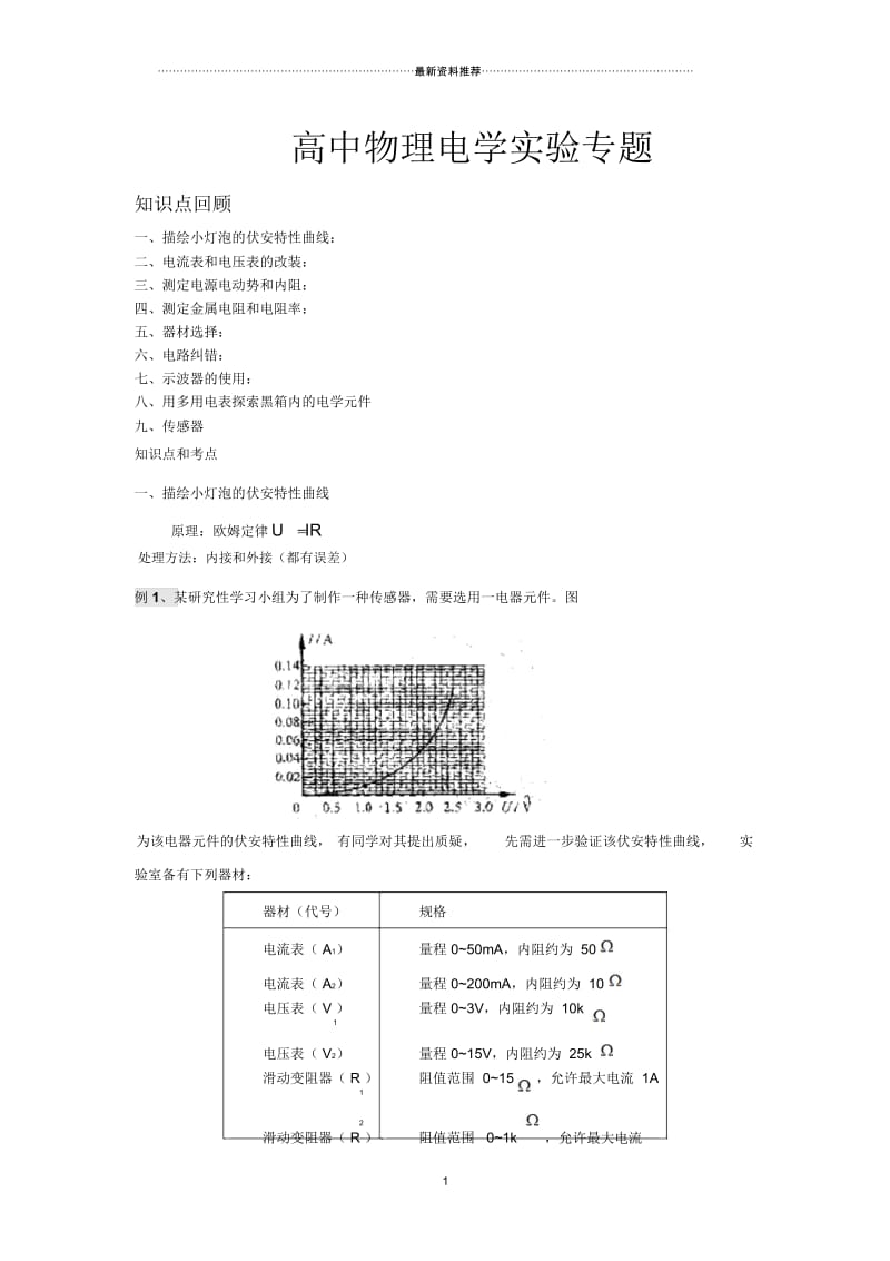 高中物理电学实验专题总结.docx_第1页