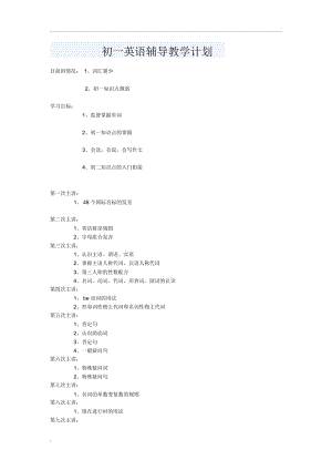 初一英语辅导教学计划.docx