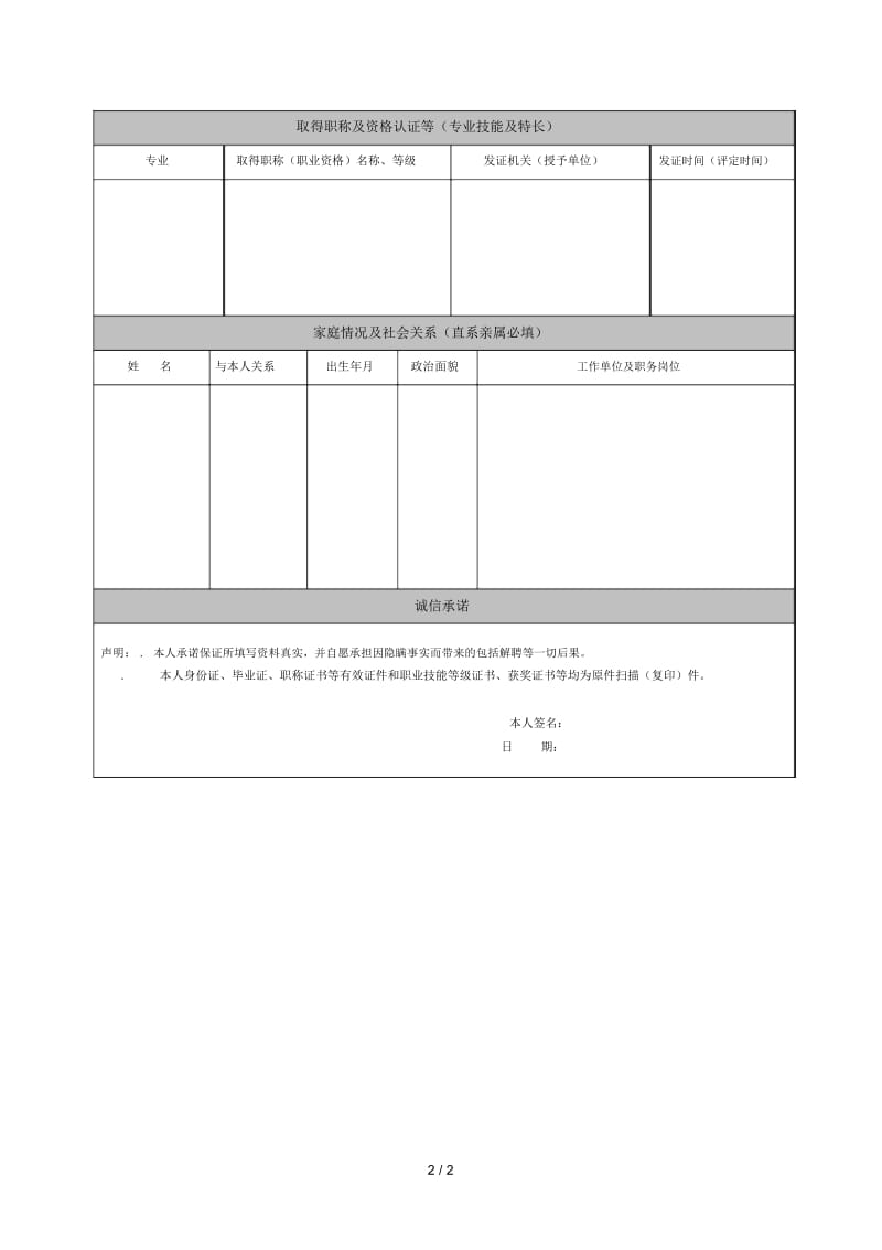 贵州惠水百鸟河数字小镇投资开发有限公司应聘登记表.docx_第2页