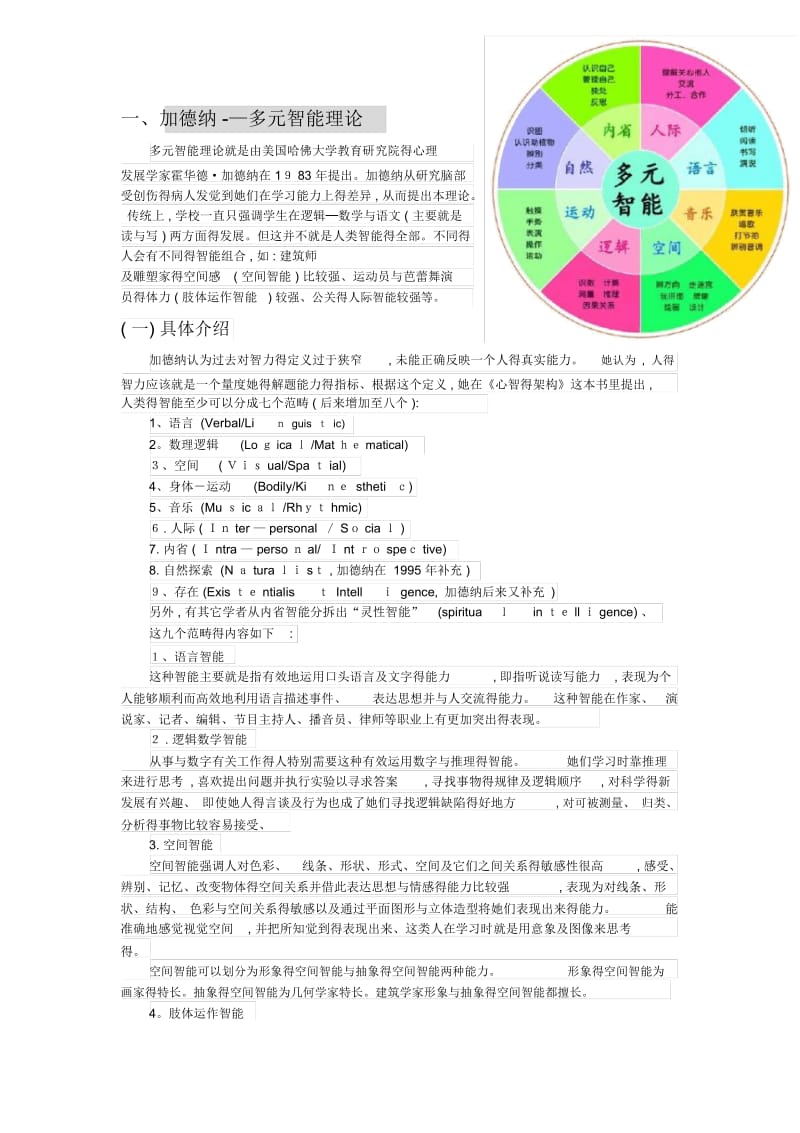 加德纳多元智力理论.docx_第1页