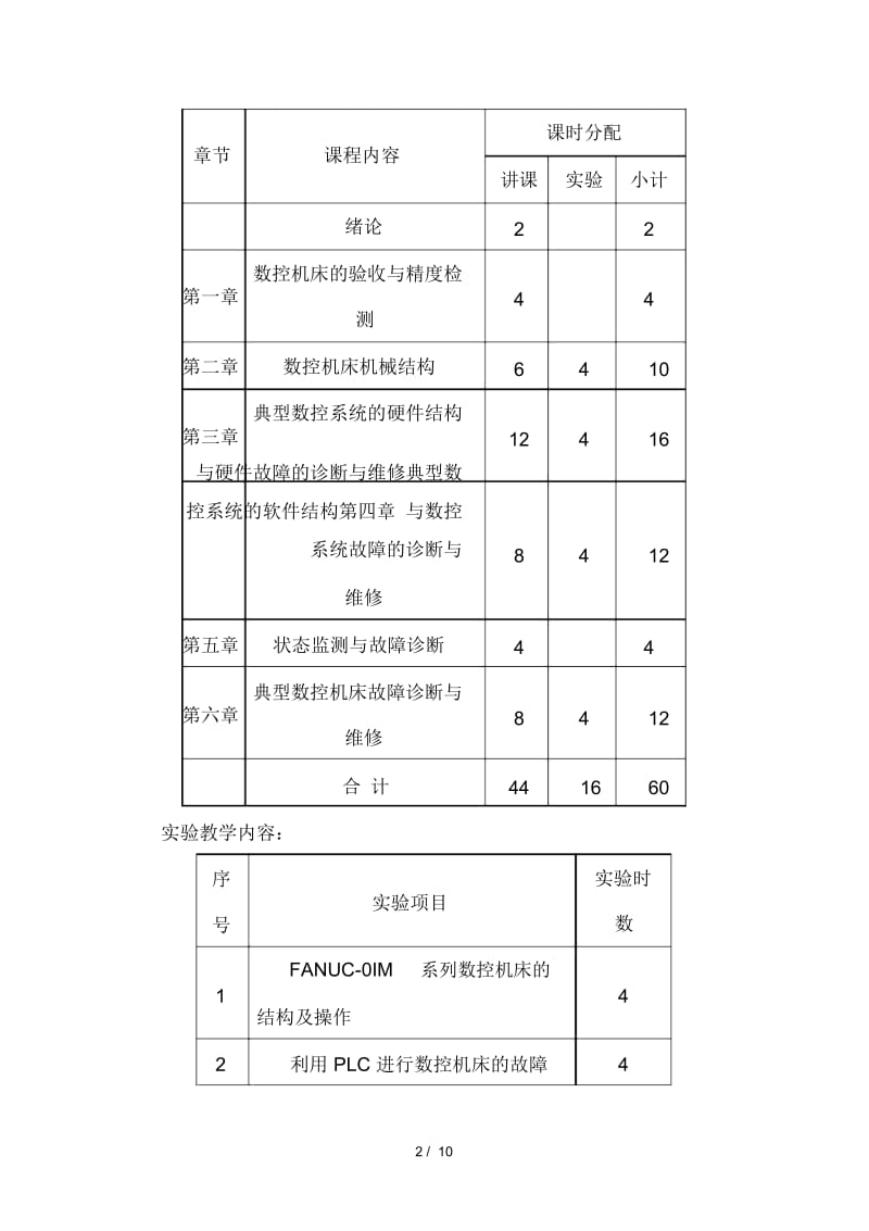 数控机床故障诊断与维修教学大纲.docx_第2页