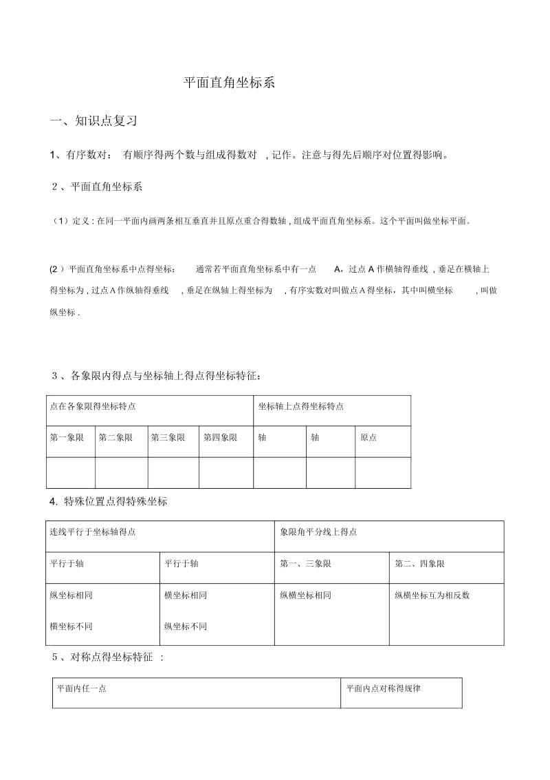 平面直角坐标系典型例题含答案.docx_第1页