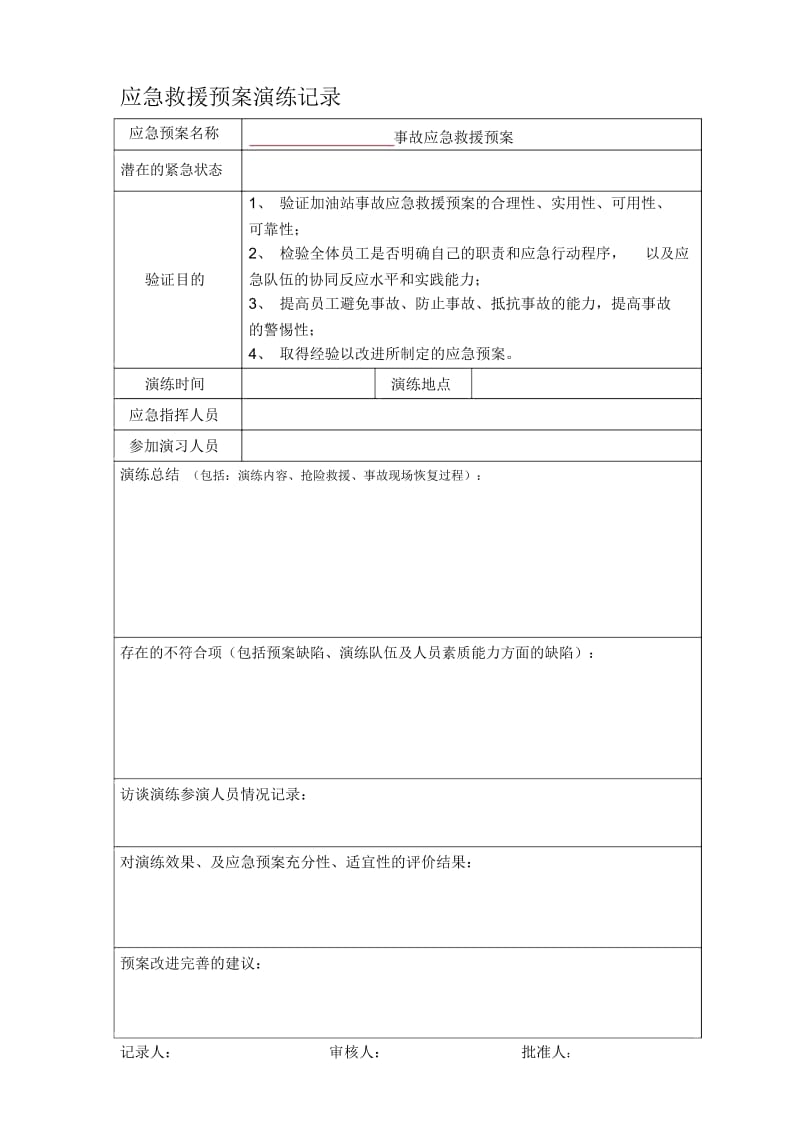 加油站应急救援预案演练记录.docx_第1页