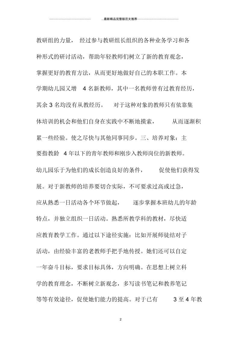 幼儿园指导青年教师精品工作计划开头语.docx_第2页