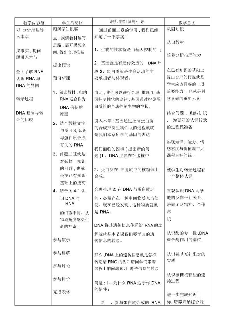 遗传信息的转录教学设计.docx_第2页