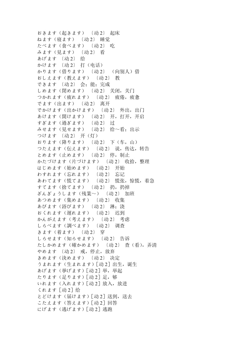 标准日本语初级二类动词.doc_第1页