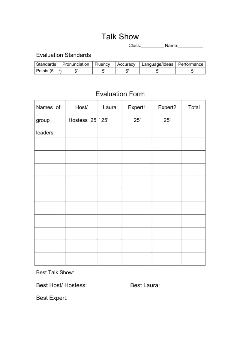 TalkShow-EvaluationForm.docx_第1页