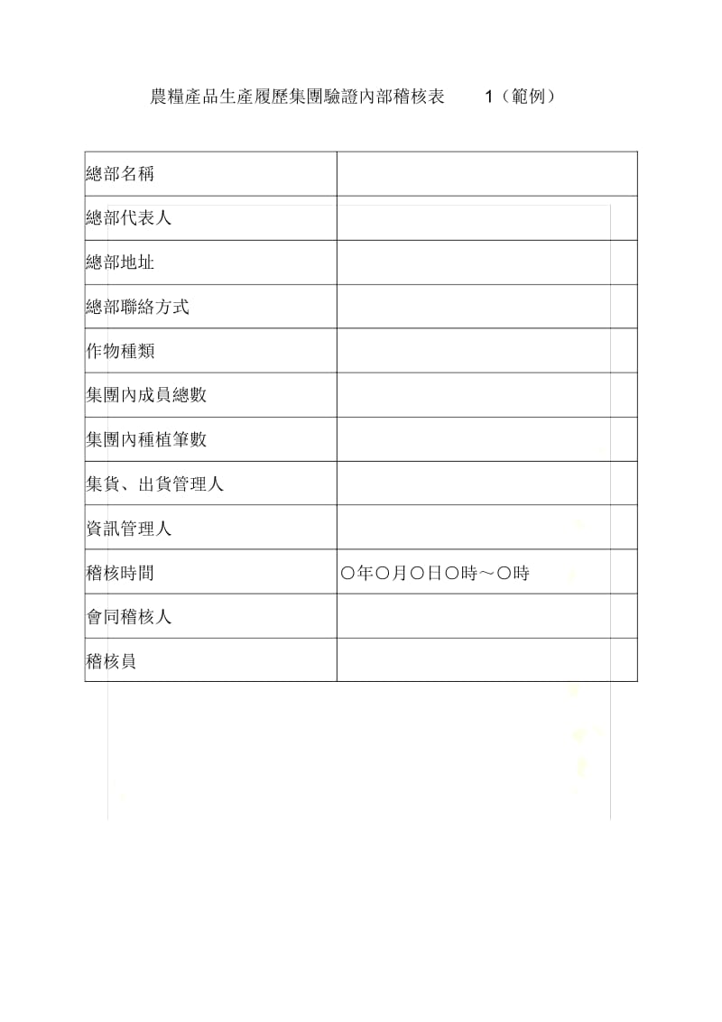 农粮产品生产履历集团验证内部稽核表1(范例).docx_第2页