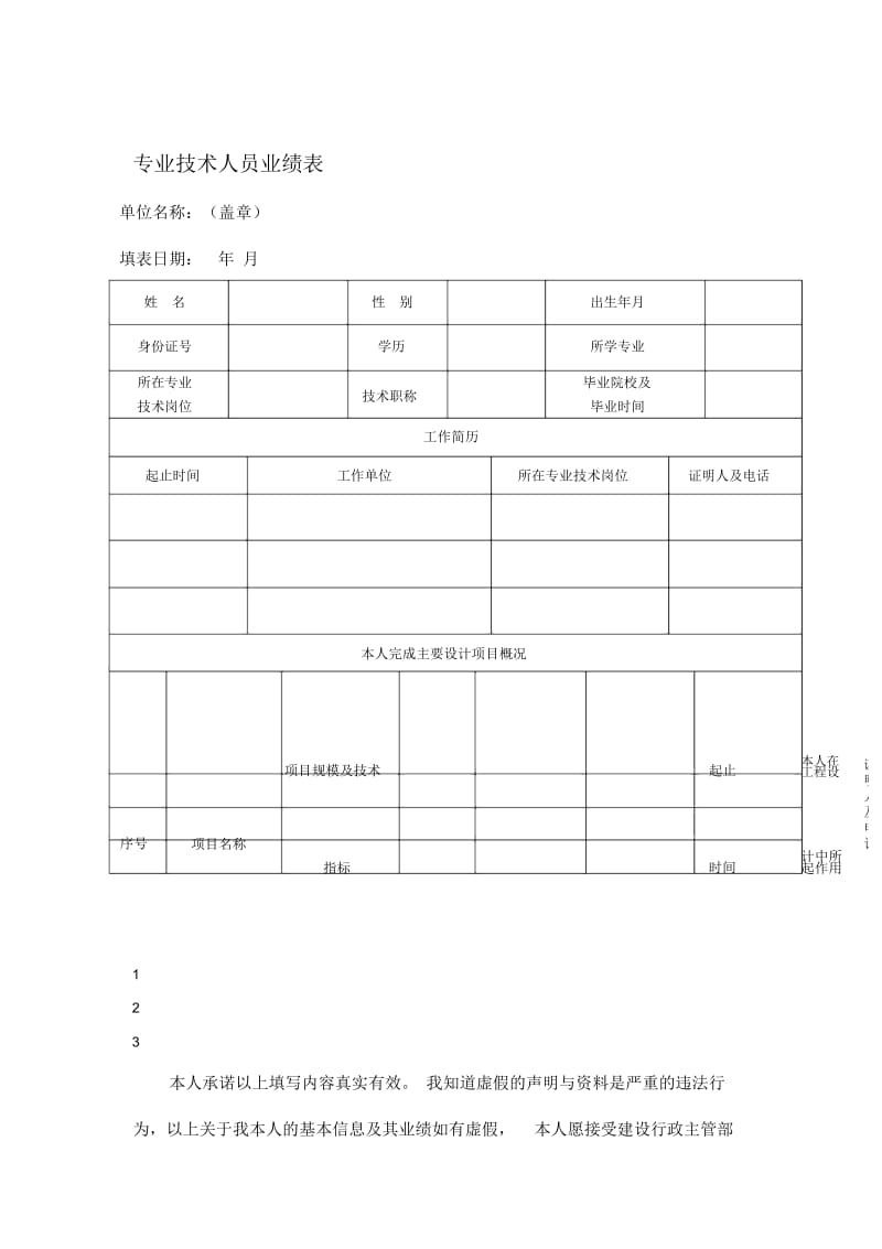 专业技术人员业绩表.docx_第1页