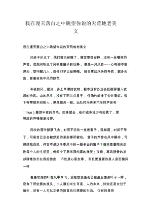 我在漫天落白之中眺望你说的天荒地老美文.docx