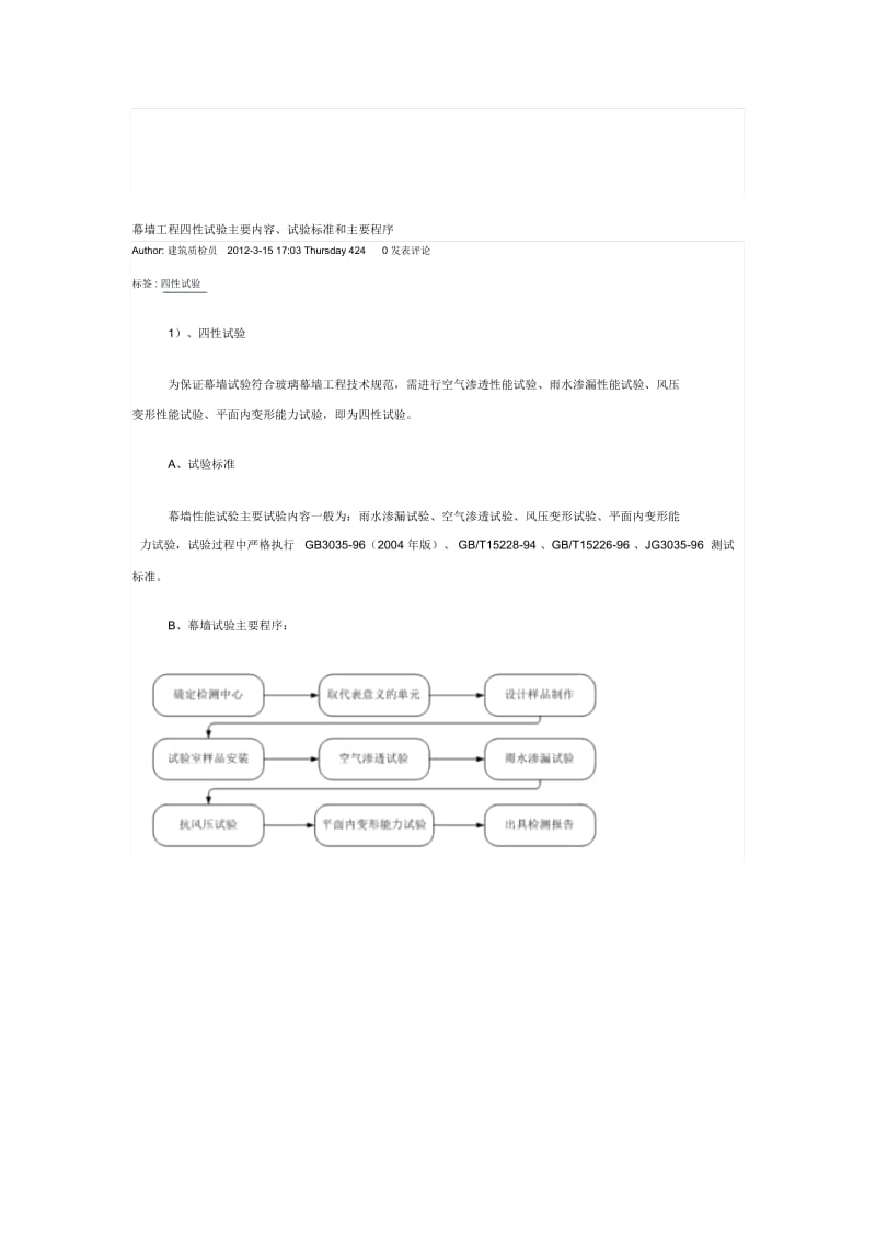 幕墙工程四性试验主要内容标准和程序.docx_第1页