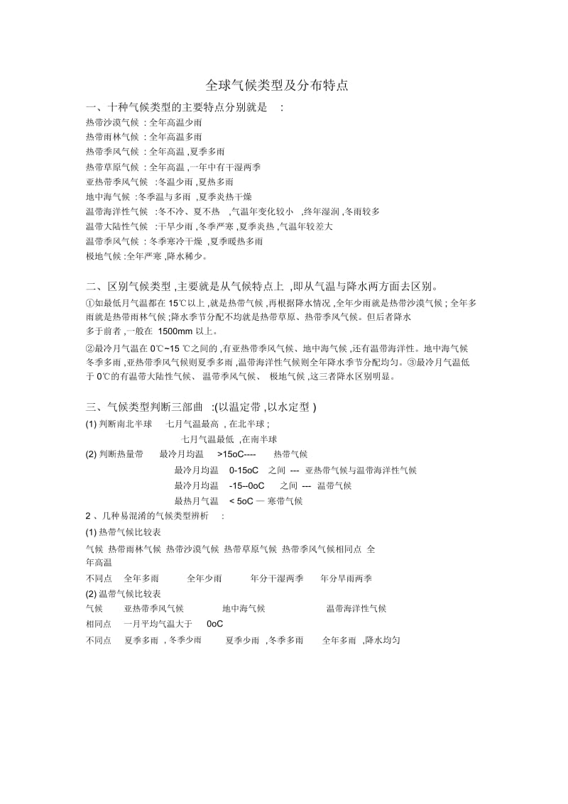 全球气候类型及分布特点.docx_第1页