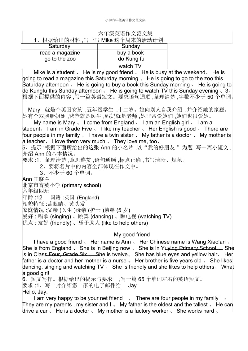 小学六年级英语作文范文集.docx_第1页