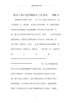 新员工部门试用期转正精编工作总结700字.docx