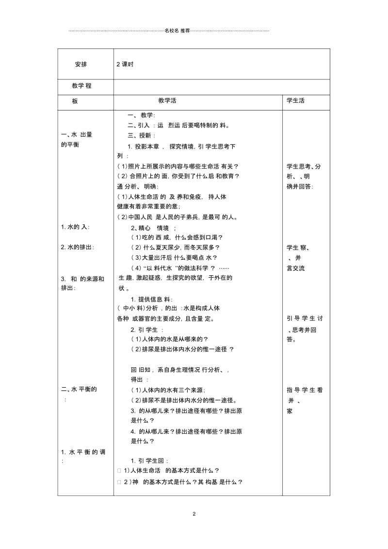 高中生物《水盐调节》名师精选教案4中图版必修3.docx_第2页