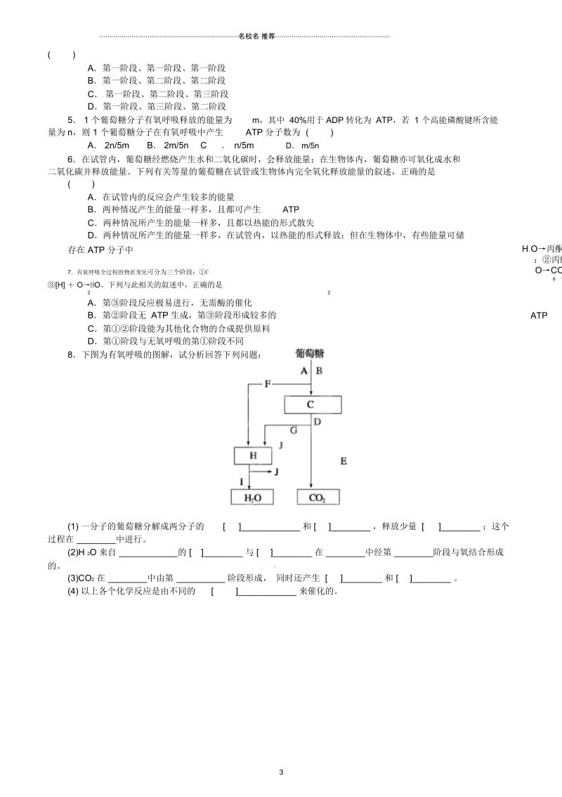 【金识源】高中生物5.3ATP的主要来源细胞呼吸(第1课时)学案新人教版必修1.docx_第3页