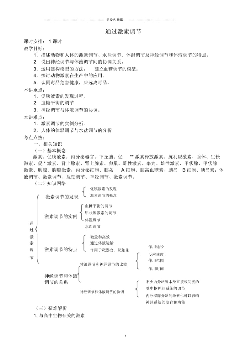 新人教版高中生物必修3通过激素的调节1.docx_第1页