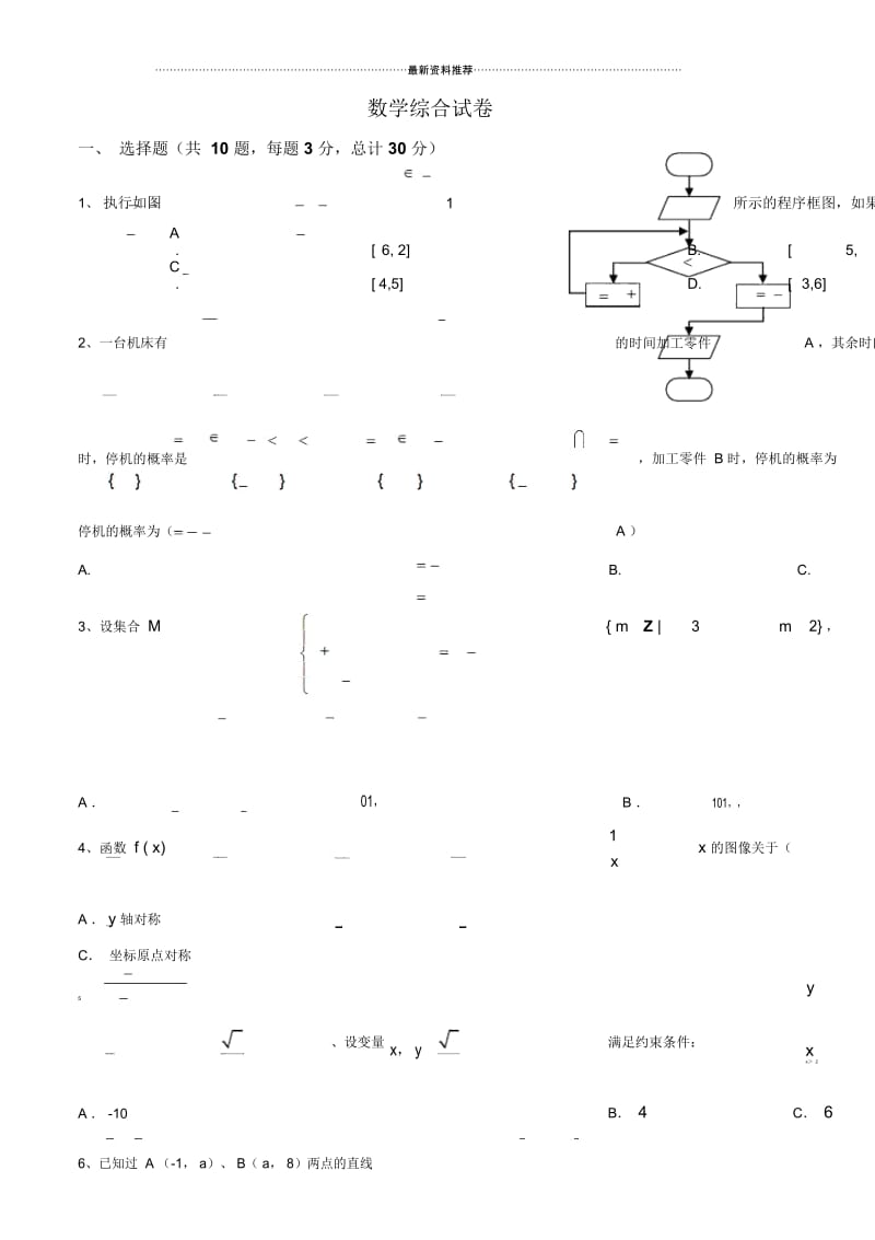 高中数学必修1到必修5综合试题.docx_第1页